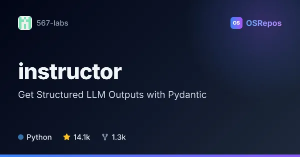 instructor: Get Structured LLM Outputs with Pydantic