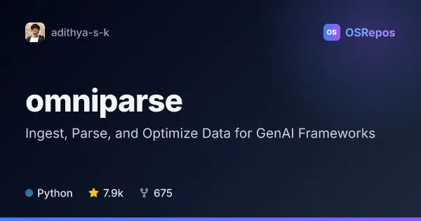 OmniParse: Ingest, Parse, and Optimize Data for GenAI Frameworks