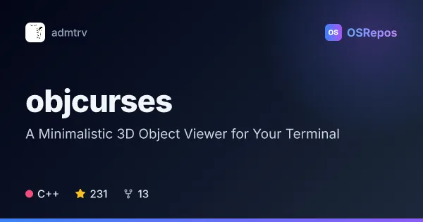 objcurses: A Minimalistic 3D Object Viewer for Your Terminal