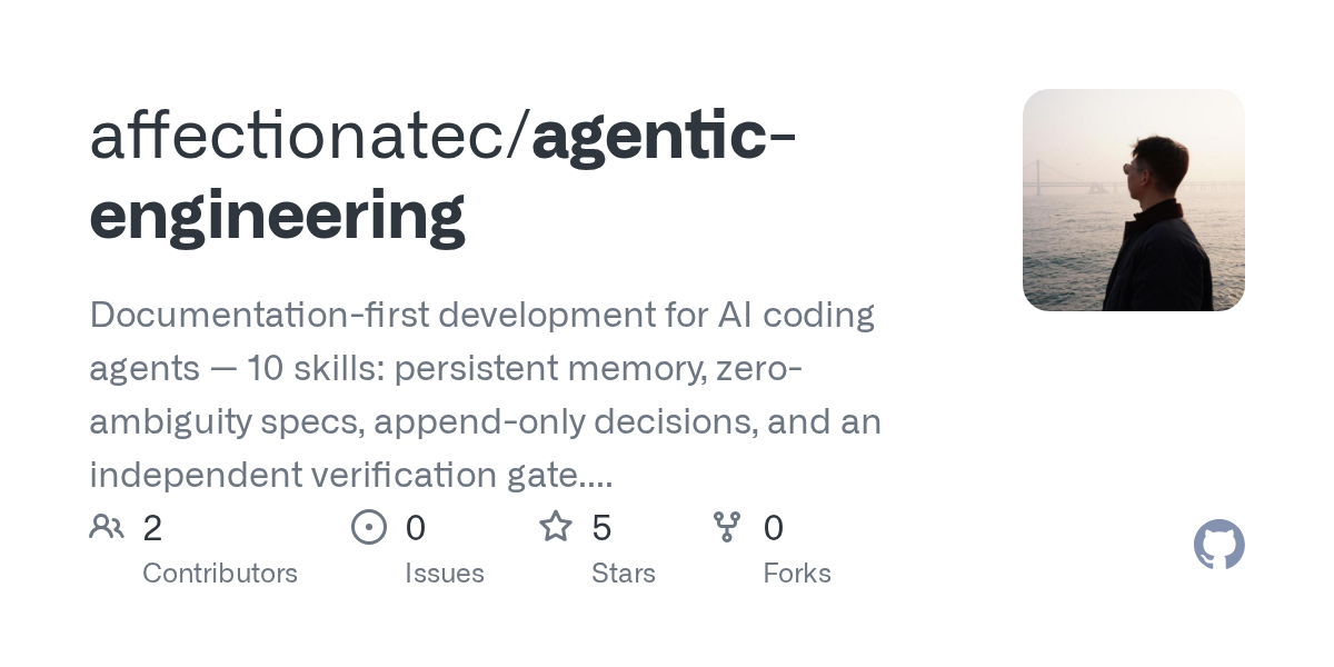 Agentic Engineering: Documentation-First Development for AI Coding Agents