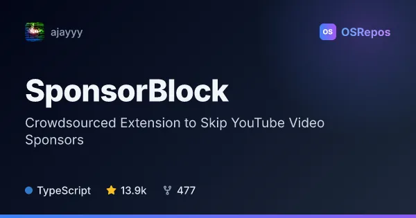 SponsorBlock: Crowdsourced Extension to Skip YouTube Video Sponsors