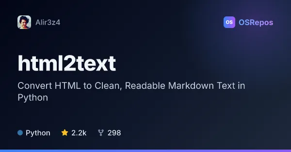 html2text: Convert HTML to Clean, Readable Markdown Text in Python