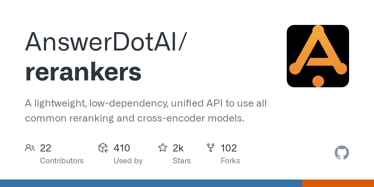 rerankers: Unified API for Reranking and Cross-Encoder Models