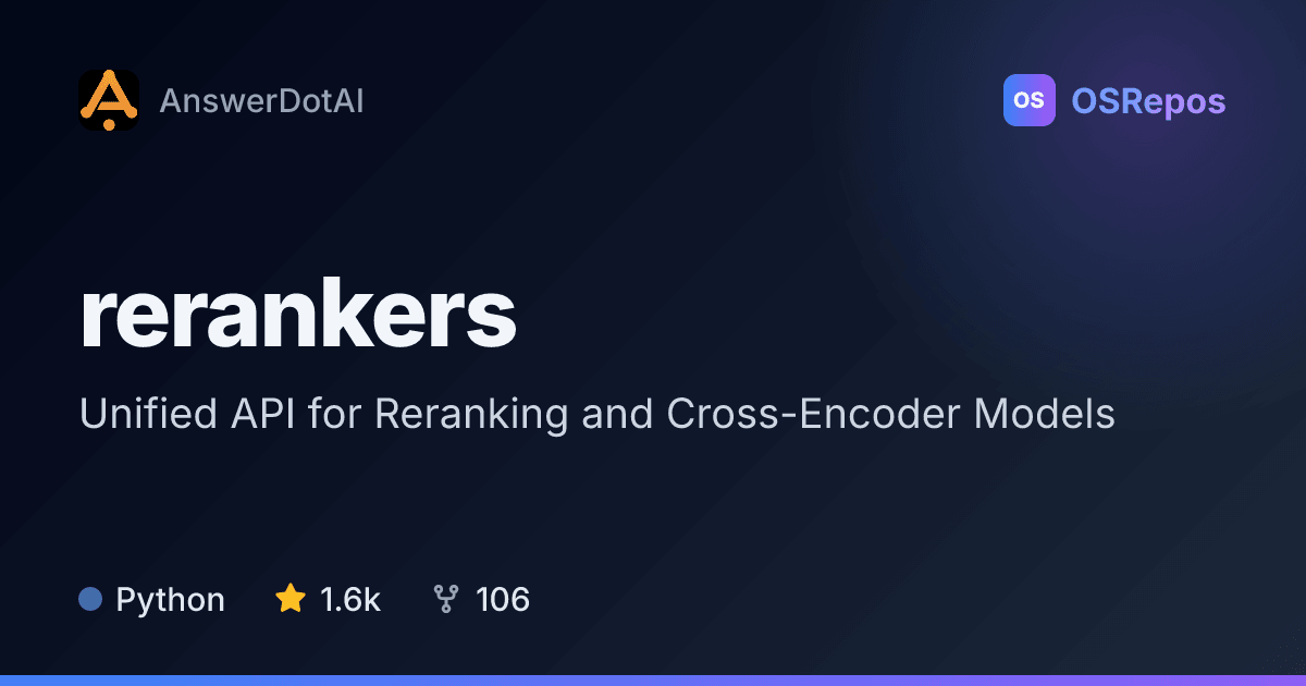 rerankers: Use Diverse Reranking Models Through One Python API