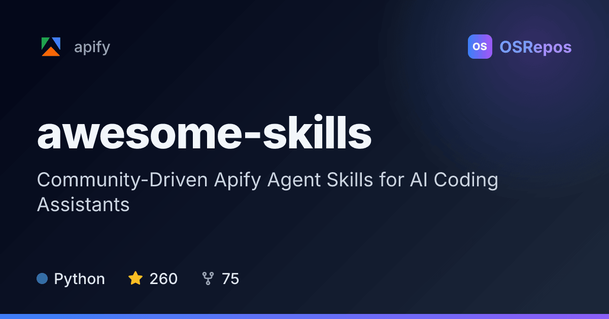 awesome-skills: Community Skills for Apify Agents