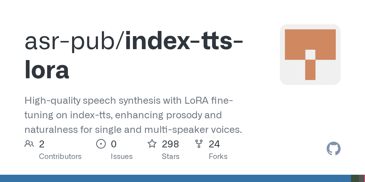 index-tts-lora: High-Quality Speech Synthesis with LoRA Fine-tuning