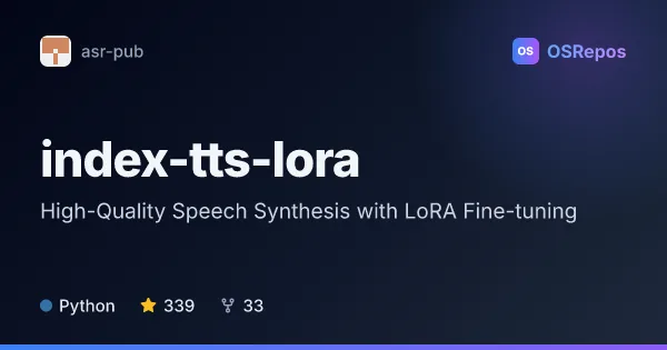 index-tts-lora: High-Quality Speech Synthesis with LoRA Fine-tuning