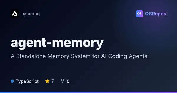 agent-memory: A Standalone Memory System for AI Coding Agents