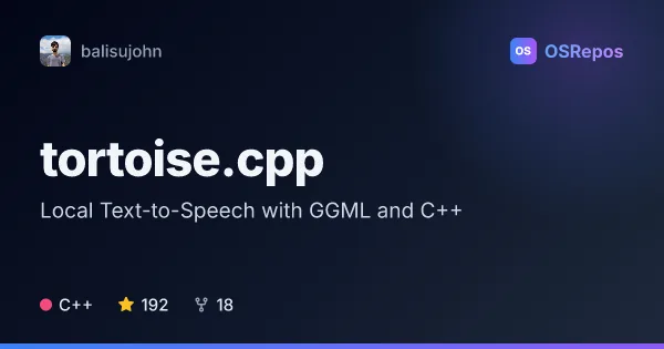 tortoise.cpp: Generate Speech with Tortoise TTS in C++