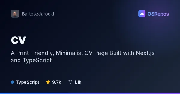 cv: A Print-Friendly, Minimalist CV Page Built with Next.js and TypeScript