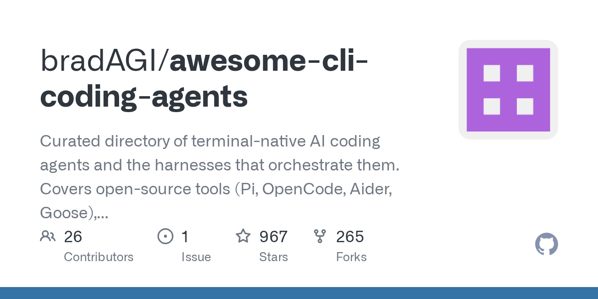 awesome-cli-coding-agents: A Curated Directory of Terminal-Native AI Tools