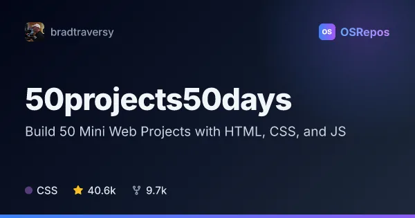 50projects50days: Build 50 Mini Web Projects with HTML, CSS, and JS