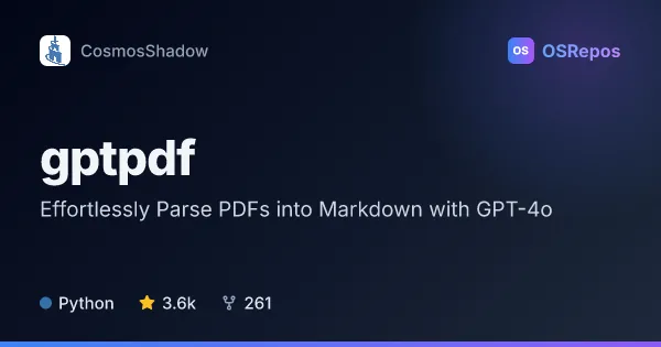 gptpdf: Effortlessly Parse PDFs into Markdown with GPT-4o