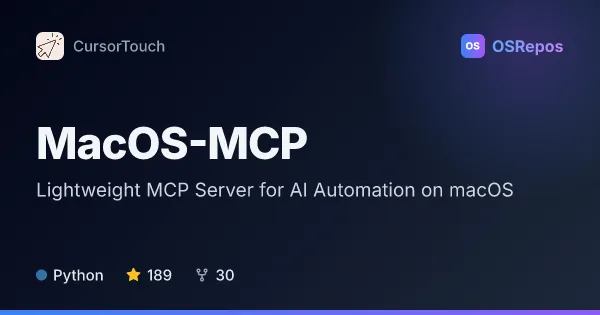 MacOS-MCP: Lightweight MCP Server for AI Automation on macOS