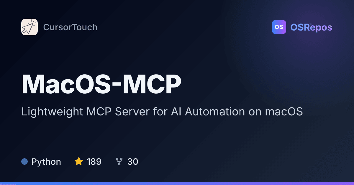 MacOS-MCP: Lightweight MCP Server for AI Automation on macOS