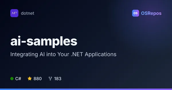 AI Samples for .NET: Integrating AI into Your .NET Applications
