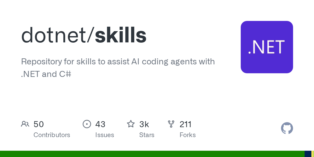 dotnet/skills: Curated .NET Agent Skills for AI Coding Agents