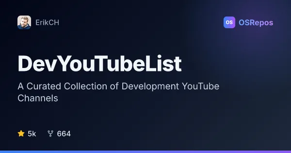 DevYouTubeList: Find Development Channels by Topic and Language