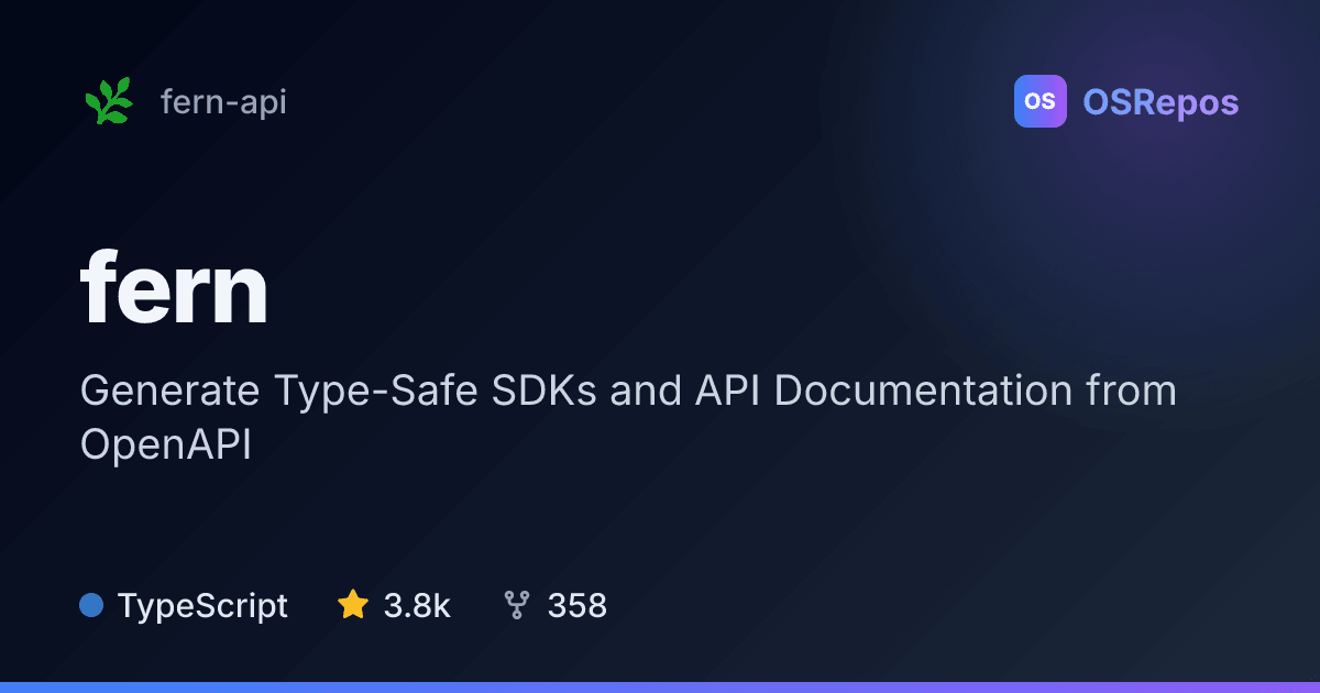 fern: Generate API SDKs and Documentation