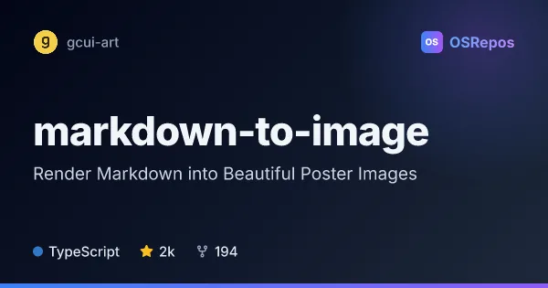 markdown-to-image: Render Markdown into Beautiful Poster Images