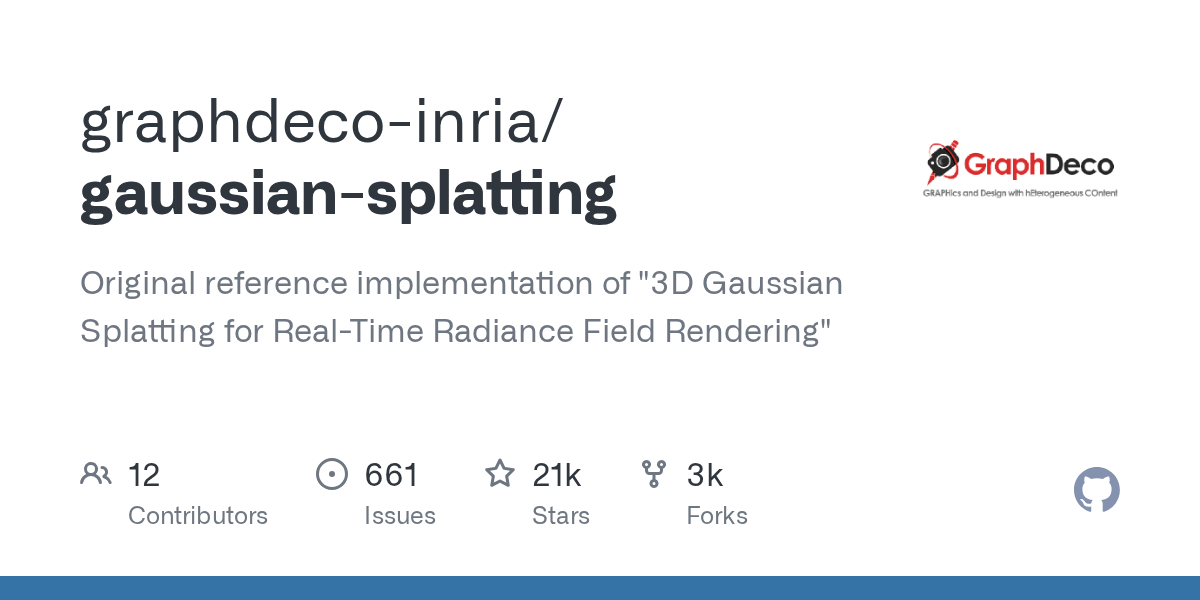 gaussian-splatting: Real-Time 3D Radiance Field Rendering