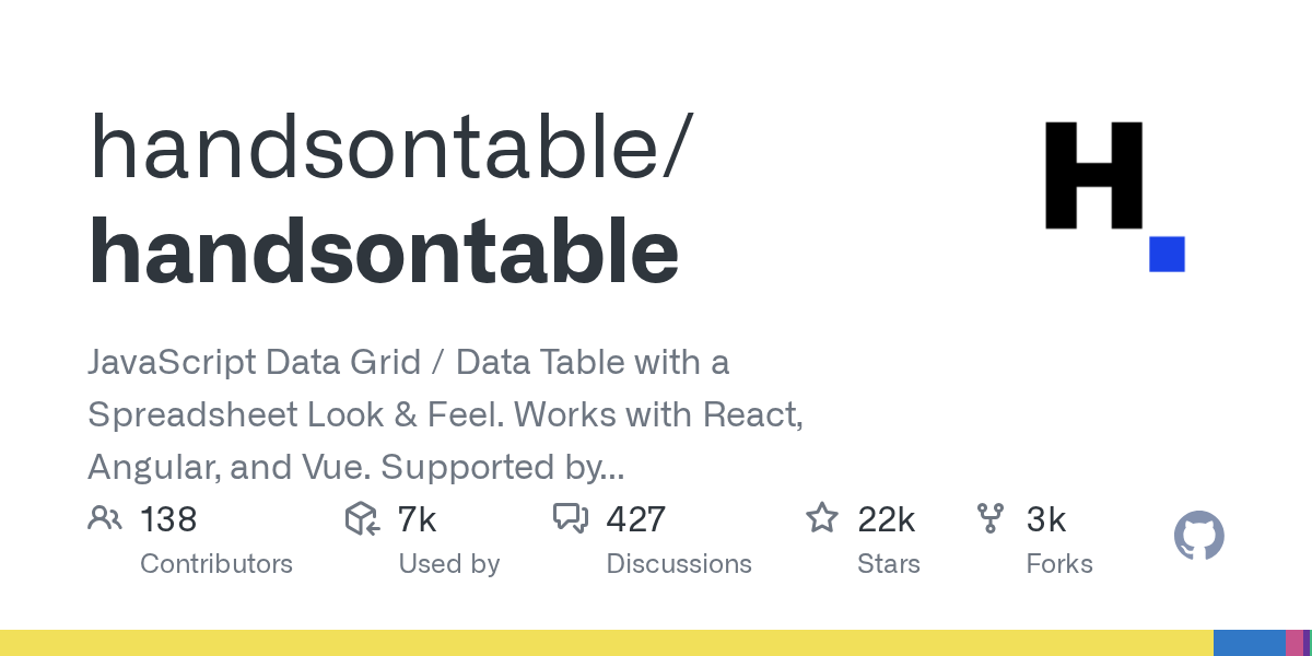Handsontable: JavaScript Data Grid with Spreadsheet Features
