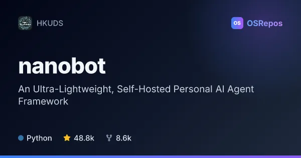nanobot: An Ultra-Lightweight, Self-Hosted Personal AI Agent Framework