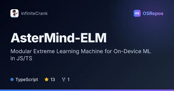 AsterMind-ELM: Modular Extreme Learning Machine for On-Device ML in JS/TS