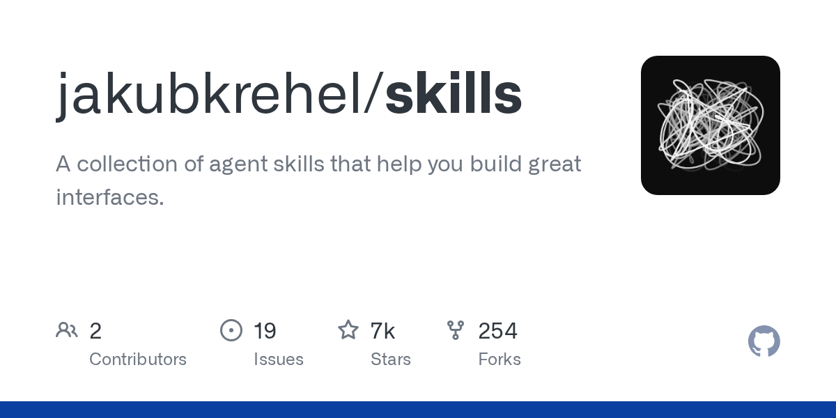 skills: A Collection of Agent Skills for Building Great Interfaces