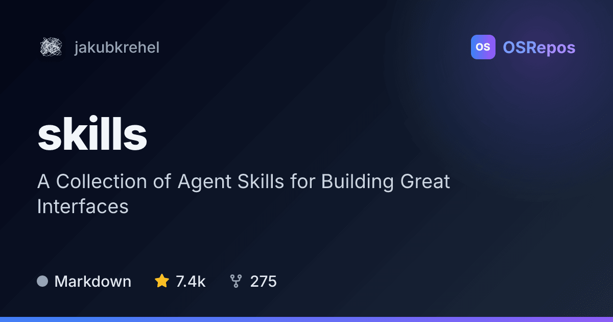 skills: A Collection of Agent Skills for Building Great Interfaces