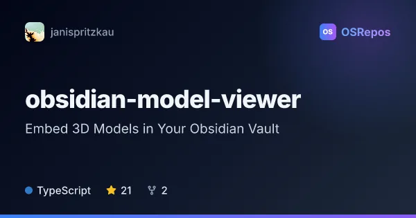 Obsidian Model Viewer: Embed 3D Models in Your Obsidian Vault