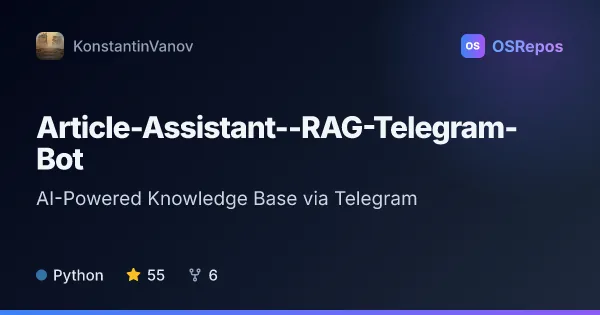 Article-Assistant--RAG-Telegram-Bot: AI-Powered Knowledge Base via Telegram