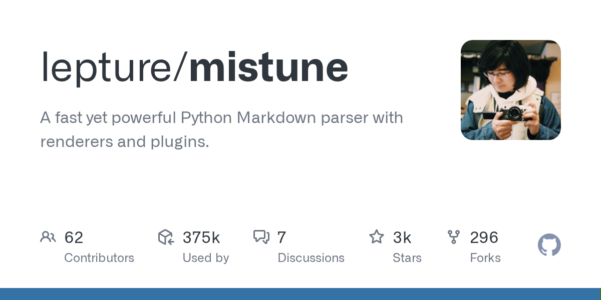 Mistune: A Fast and Powerful Python Markdown Parser