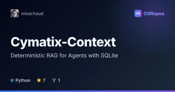 Cymatix-Context: Deterministic RAG for Agents with SQLite