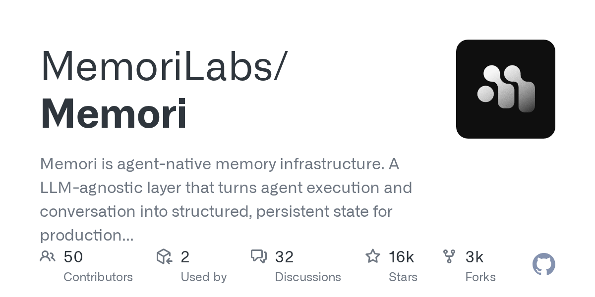 Memori: Agent-Native Memory Infrastructure for LLM Production Systems