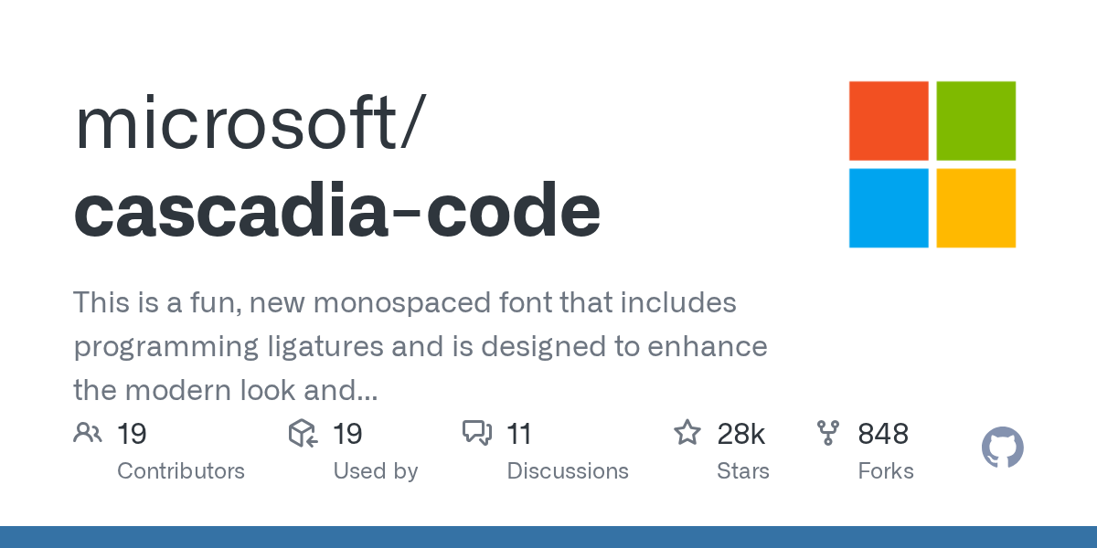 Cascadia Code: A Monospaced Font with Programming Ligatures