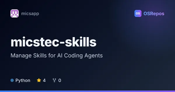 micstec-skills: Manage Skills for AI Coding Agents
