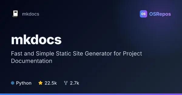 MkDocs: Fast and Simple Static Site Generator for Project Documentation