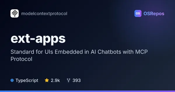 ext-apps: Standard for UIs Embedded in AI Chatbots with MCP Protocol