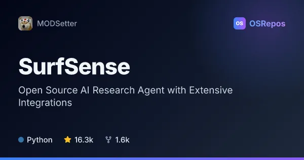 SurfSense: Open Source AI Research Agent with Extensive Integrations