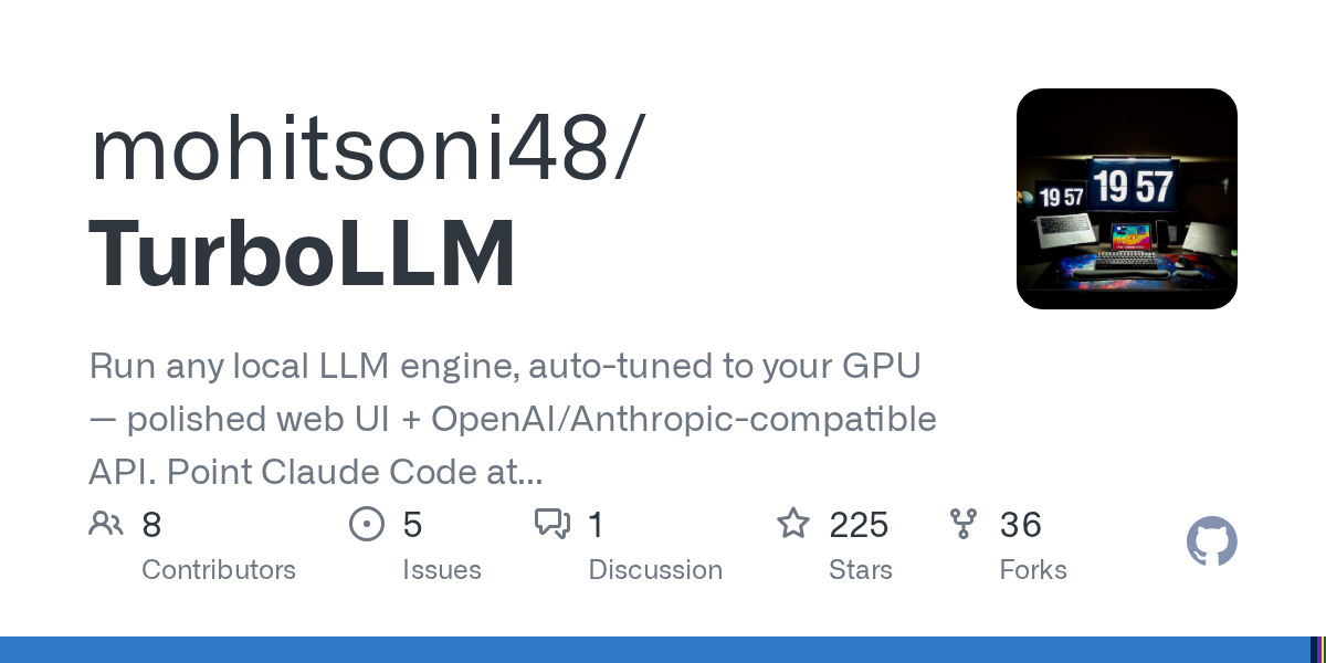 TurboLLM: Run Local LLMs with Auto-Tuning, Any Engine, and a Polished UI