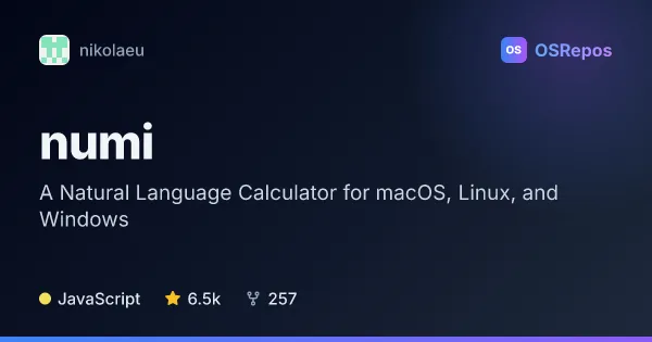Numi: A Natural Language Calculator for macOS, Linux, and Windows