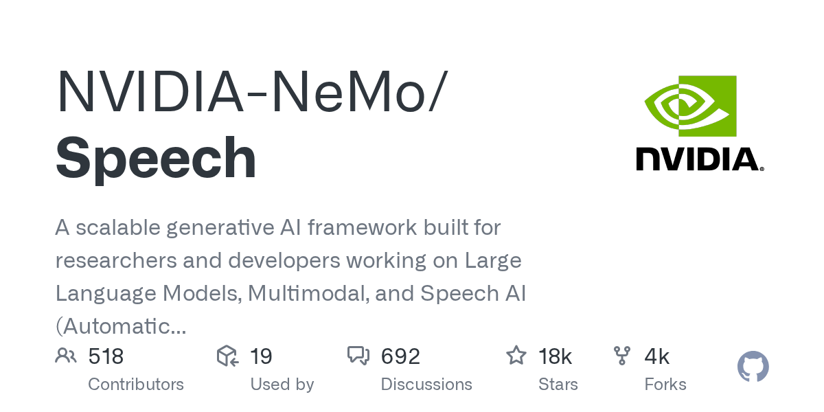 NVIDIA NeMo Speech: Scalable Generative AI for Speech Models