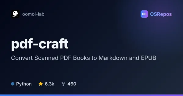 PDF Craft: Convert Scanned PDF Books to Markdown and EPUB