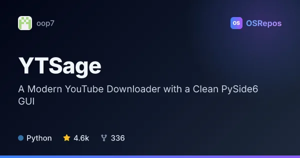 YTSage: A Modern YouTube Downloader with a Clean PySide6 GUI