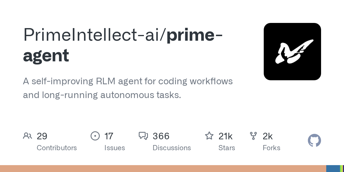 Prime Agent: A Self-Improving RLM Agent for Coding and Autonomous Tasks