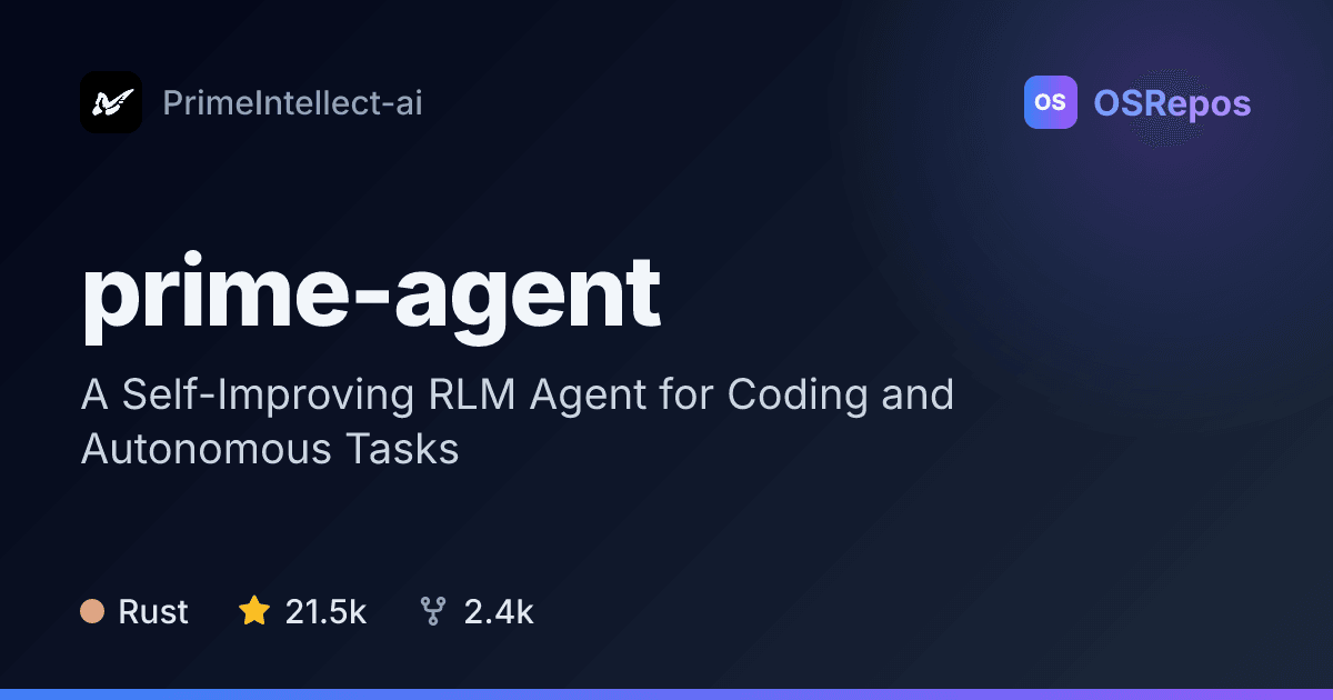 Prime Agent: A Self-Improving RLM Agent for Coding and Autonomous Tasks
