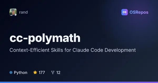 cc-polymath: Context-Efficient Skills for Claude Code Development