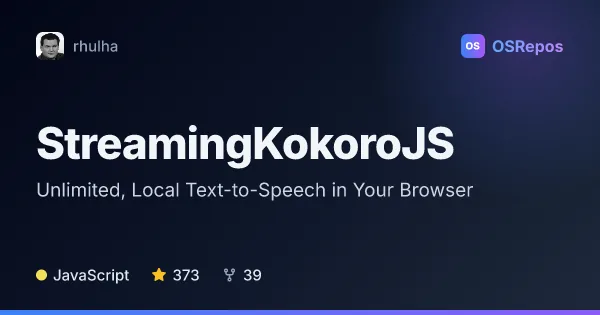 StreamingKokoroJS: Unlimited, Local Text-to-Speech in Your Browser