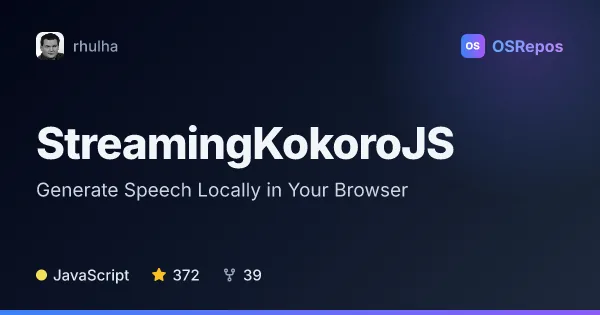 StreamingKokoroJS: Generate Speech Locally in Your Browser